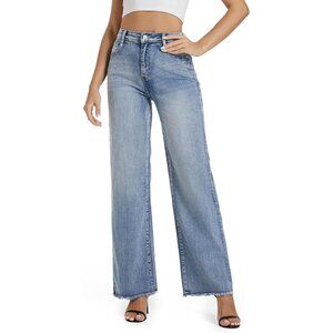 Women's High Waist Wide Leg Jeans Stretch Denim Loose Fit Casual Pants